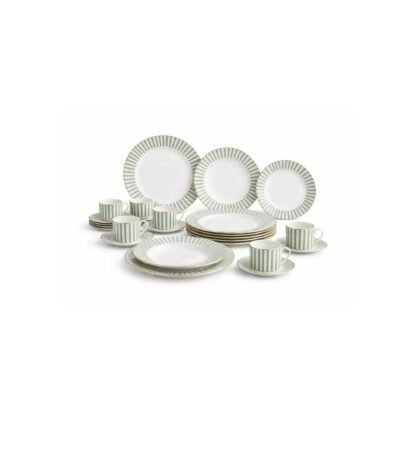 Aparelho de Jantar charming em porcelana com filado dourado 42 peças verde