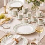 Aparelho de Jantar charming em porcelana com filado dourado 42 peças verde - foto 2