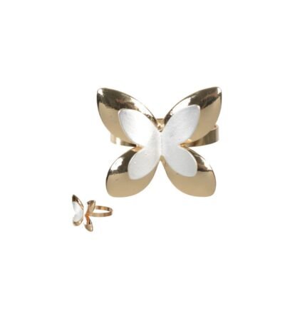 Porta guardanapo peças borboletas branco dourado