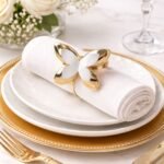 Porta guardanapo peças borboletas branco dourado - foto 2