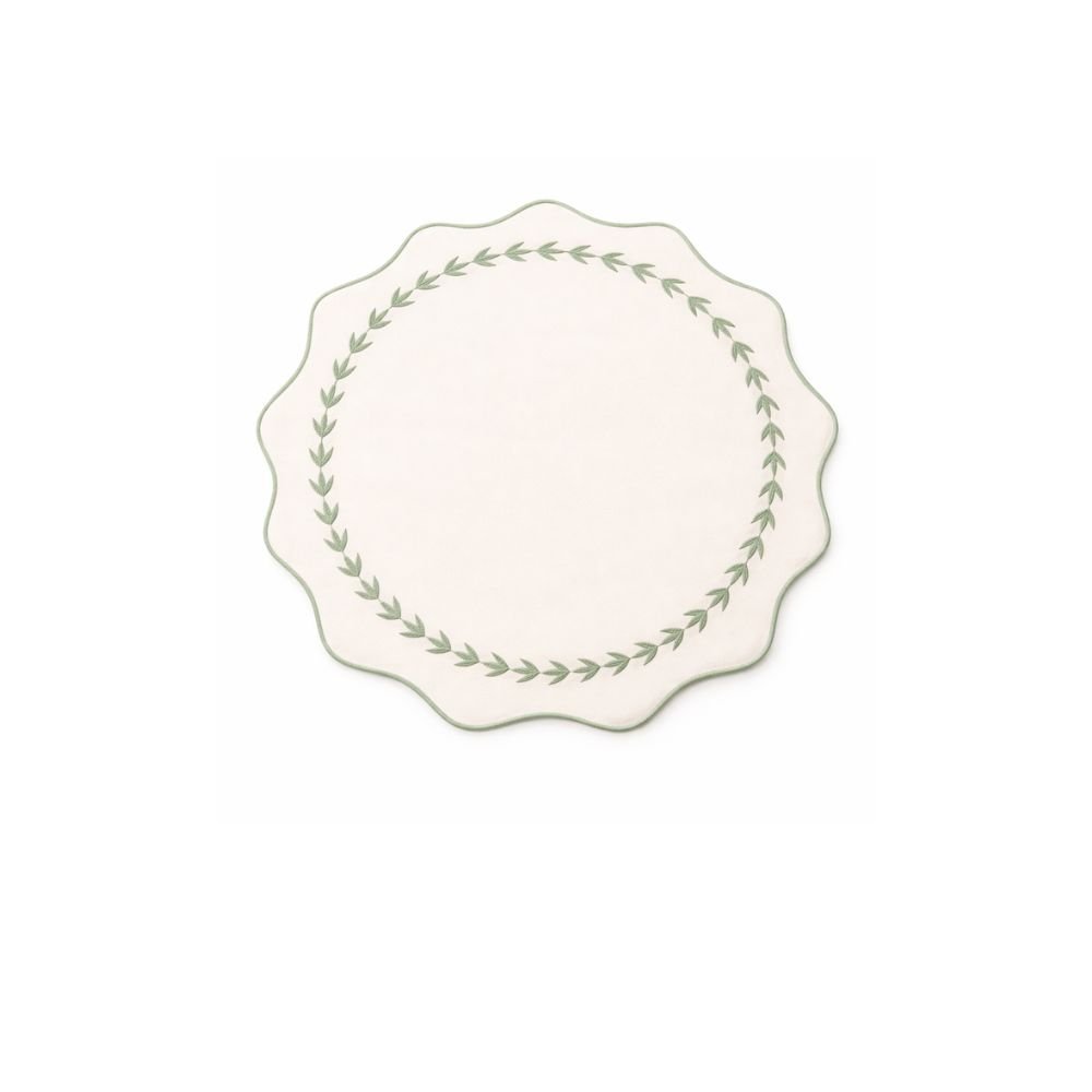 Jogo Americano Nylon Off Com Bordado Verde Claro Jogo Americano Nylon Off Com Bordado Verde Claro