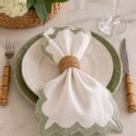 Guardanapo de Algodão Linho com Bordado Verde - foto 2