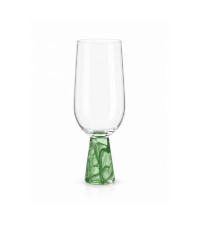 Taça Vidro Transparente Base Verde 200ml
