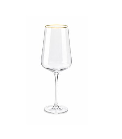 Taça Vinho Transparente Borda Dourada 540ml