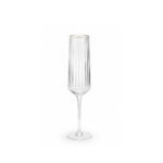 Taça Champanhe Transparente Canelada Borda Dourada