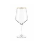 Taça Vinho Transparente Canelada Borda Dourada 520ml