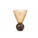 Taça Vidro Âmbar com Base Mármore