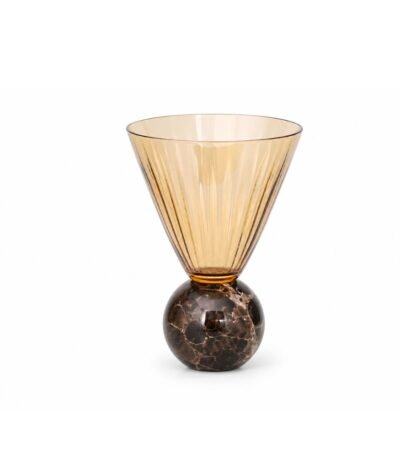 Taça Vidro Âmbar com Base Mármore