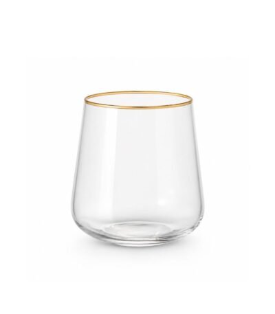 Copo Transparente Borda Dourada 390ml