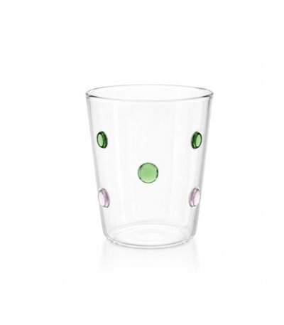 Copo Vidro Colors Rosa e Verde