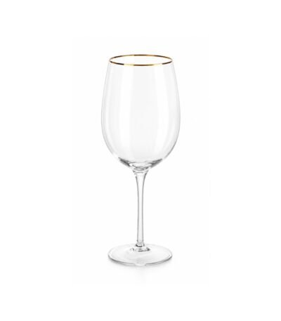Taça Vinho Vidro Borda Dourada 440ml