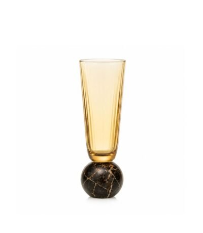 Taça Vidro Âmbar com Base Mármore