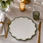 Jogo Americano Nylon Branco Lurex Verde e Dourado - Imagem 2
