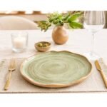 Prato Almoço Orgânico Argila Flocos Azul Celeste para Verde - Imagem 2