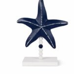 Escultura Decorativa Estrela do Mar Azul e Branco