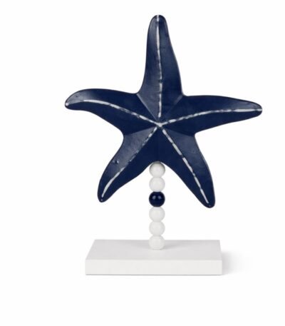Escultura Decorativa Estrela do Mar Azul e Branco