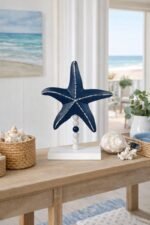Escultura Decorativa Estrela do Mar Azul e Branco - foto 2