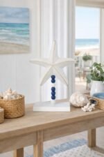 Escultura Decorativa Estrela do Mar Azul e Branco - foto 4