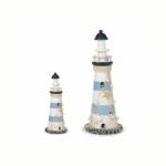 Escultura Decorativa Madeira Farol Branco