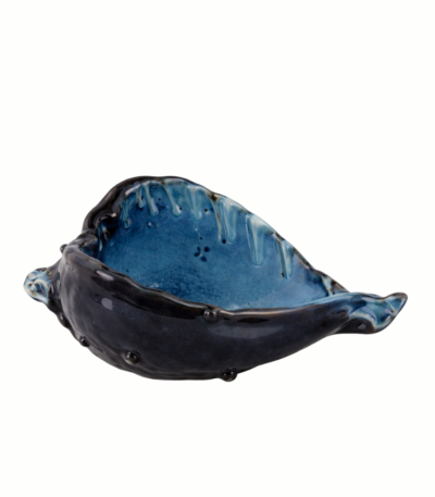 Vaso em vidro concha azul - Praia