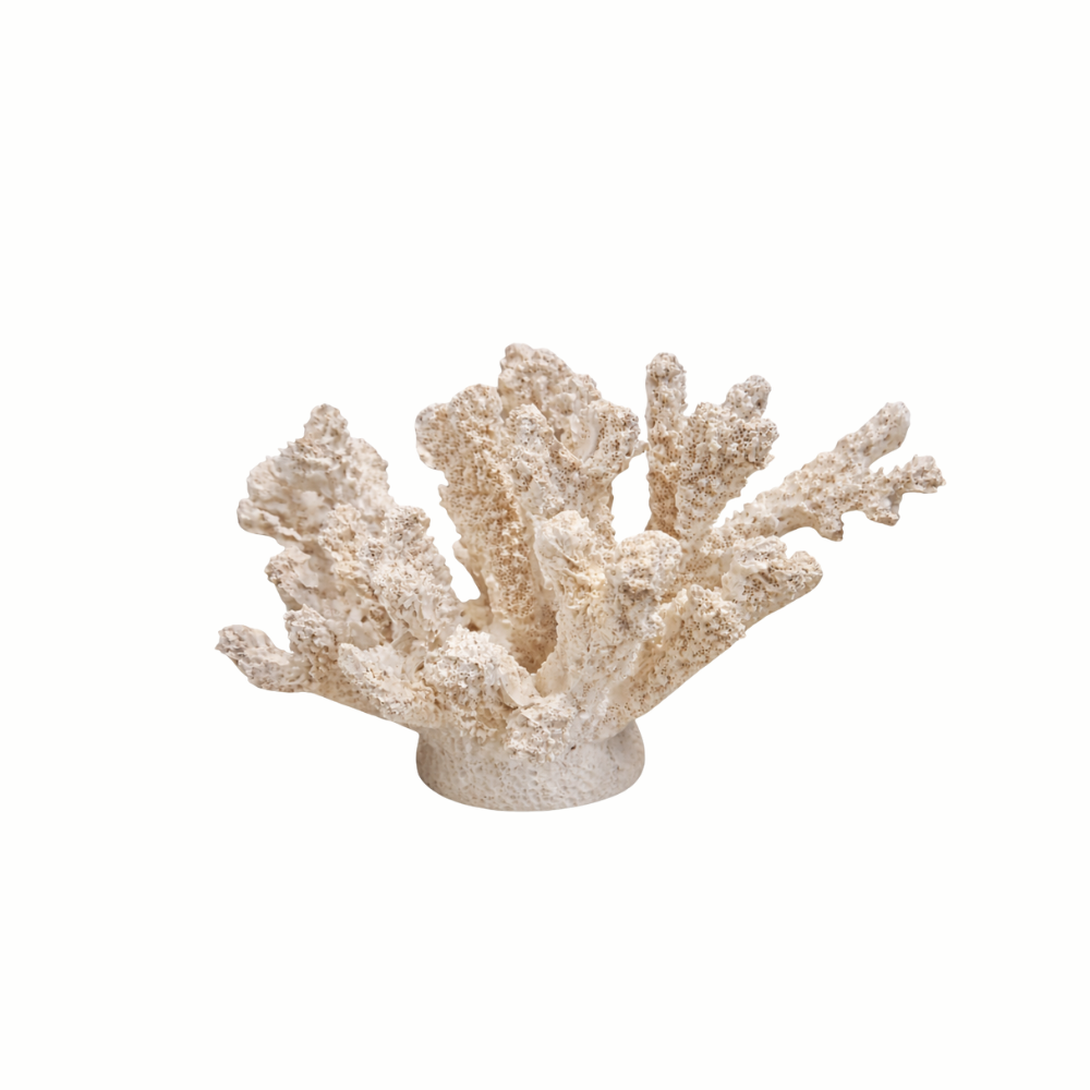 Escultura decorativa poliresina coral branco