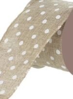 Fita Aramada Tecido Poá com Costura Bege e Branco - foto 2