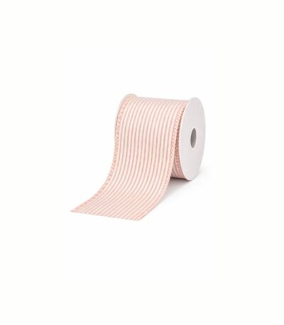 Fita Aramada em Linho com Costura Rosa e Branco