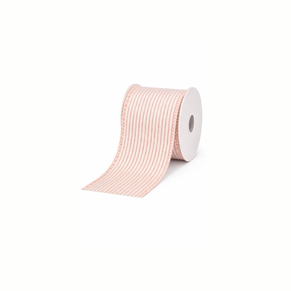 Fita Aramada em Linho com Costura Rosa e Branco Fita Aramada em Linho com Costura Rosa e Branco