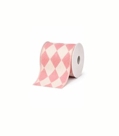 Fita aramada linho com costura branco e rosa