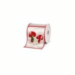 Fita Aramada com Estampa de Cogumelo Vermelho e Branco