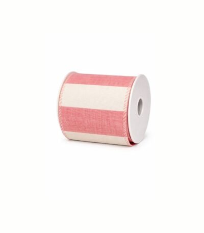 Fita Aramada em Linho Costura Branco e Rosa