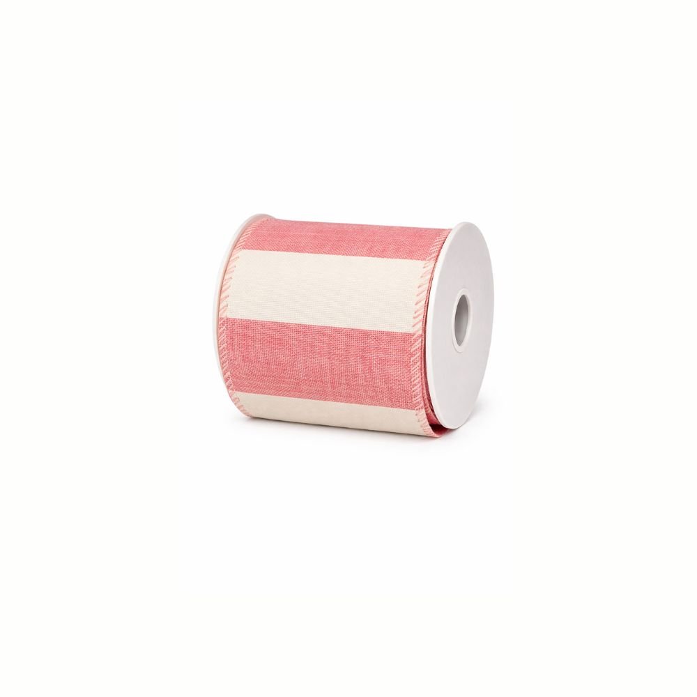 Fita Aramada em Linho Costura Branco e Rosa