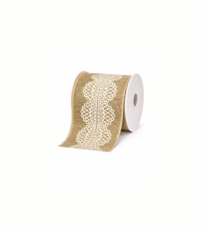 Fita Aramada Tecido com Costura Bege e Branco