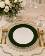 Prato de jantar com borda verde ouro - Imagem 2