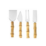 Faca Queijo 04 Peças Inox Bambu