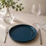 Prato Sobremesa Porcelana  Moderna Glossy Azul - Imagem 2