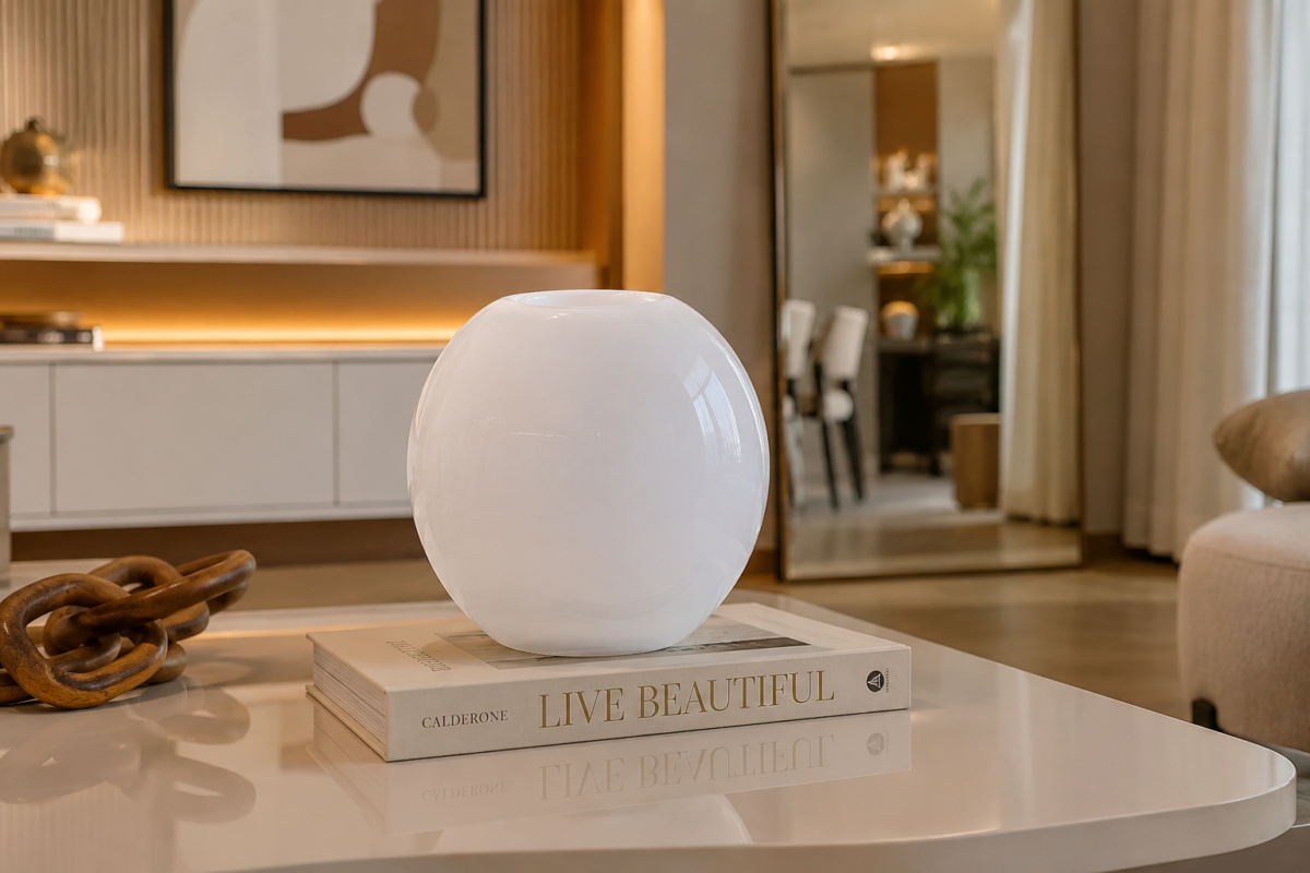 Vaso Decorativo Vidro Branco - Imagem 2